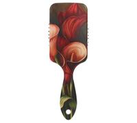 Masajeador retro de cuero cabelludo liso con pintura al óleo de lirios de cala burdeos para cabello grueso con mango ergonómico cepillo para cabello rizado