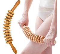 Masajeador, Rodillo de Celulitis para Masaje Corporal Muslo Terapia de Madera Madera 40cm (rosa roja)