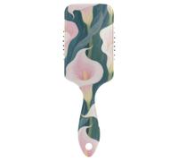 Masajeador suave de lirios de cala blancos y rosados, cepillo de masaje diseñado para cabello largo con mango ergonómico para definir rizos