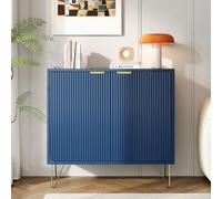 MASAJIA Aparador Moderno de 2 Puertas, Aparador de Cocina con Estantería y Patas Metálicas, Mueble de Almacenaje, Cómoda para Salón Comedor, Estilo Escandinavo (Azul, 80x40x78 cm)