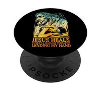 Masajista Terapeuta Jesús Sana Extendiendo La Mano Cristiano PopSockets PopGrip Adhesivo