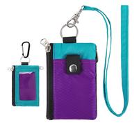 MASAPHlL - Cartera pequeña con cordón para mujeres/hombres con bloqueo RFID, bolsa minimalista de nailon con cremallera, cartera de cuello de viaje con llavero, ventana de identificación para tarjetas