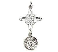 MASBARATA Colgante Doble Protección Nudo de Bruja con Tetragramatón en Plata de Ley (Colgante Grande)