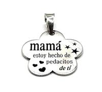 MASBARATA Colgante Flor Mama Estoy Hecho de Pedacitos de Ti Plata de Ley