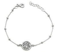 MASBARATA Pulsera con Bolitas en Plata de Ley con Tetragramatón