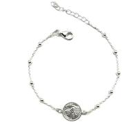 MASBARATA Pulsera con Medalla San Judas Tadeo y Bolitas en Plata de Ley