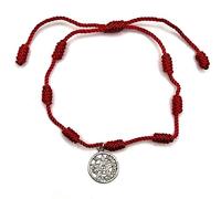 MASBARATA Pulsera con Nudos y Motivo de Plata de Ley Tetragramatón Roja