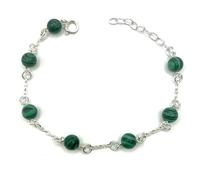 MASBARATA Pulsera de Piedras Naturales Malaquita en Plata de Ley 925
