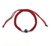 MASBARATA PULSERA MACRAME CON OJO TURCO Y PLATA DE LEY (ROJO)