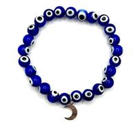 MASBARATA PULSERA OJOS TURCO CON LUNA PLATA DE LEY 925/1000