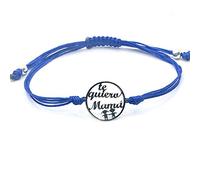 MASBARATA PULSERA TE QUIERO MAMA CON HILO AZUL DE PLATA DE LEY 925/1000.