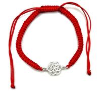 MASBARATA SEMILLA DE LA VIDA EN PLATA DE LEY (PULSERA MACRAME ROJO)