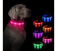 MASBRILL Collar Luminoso para Perros, Collar para Perro LED Recargable e Impermeable, 3 Modos de Ardor y tamaño Ajustable, Apto para Perros de Talla pequeña y Grande (Rosa, S)