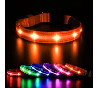 MASBRILL Collar Luminoso para Perros, Collar para Perro LED Recargable e Impermeable, 3 Modos de Ardor y tamaño Ajustable, Apto para Perros de Talla pequeña y Grande (Naranja, S)