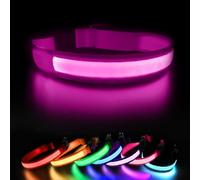 MASBRILL Collar Luminoso Perro de Mascota, 3 Modos Collar Luz Perro con Recargable y Impermeable, Ajustable Collares LED para Perros Pequeños/Medianos/Grandes(Rosa S)