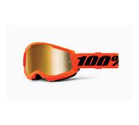 Máscara 100% Strata 2 Junior Naranja Neón - Lente Espejo Oro