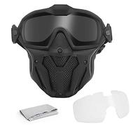 Máscara Airsoft con Gafas Ventiladas Anti Vaho, Protección Transpirable y Fresca para Caza, Entrenamiento CS y Cosplay(Black)
