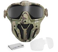 Máscara Airsoft con Gafas Ventiladas Anti Vaho, Protección Transpirable y Fresca para Caza, Entrenamiento CS y Cosplay(MC)