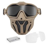Máscara Airsoft con Gafas Ventiladas Anti Vaho, Protección Transpirable y Fresca para Caza, Entrenamiento CS y Cosplay(Tan)
