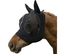 Máscara antimoscas elástica con protección para las orejas, transpirable, ultrasuave, para todos los tamaños de caballo, protección solar contra insectos, máscara facial para caballos (A, 24 x 24 cm)