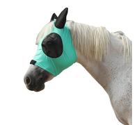 Máscara antimoscas para caballo, gran espacio para los ojos con orejas, súper cómoda, elástica, protección UV para caballo verde pony