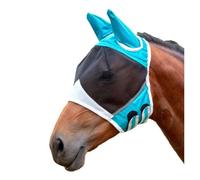 Máscara antimoscas para caballos con protección nasal y protección UV,cubierta nasal de malla transpirable para pony, COB, Shetland, cierre de velcro ajustable, relleno do(Azul-M)