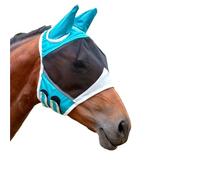 Máscara antimosquitos translúcida y transpirable con orejas nariz. Capucha . Adecuada for caballos pequeños, medianos grandes para caballos(Blue S)