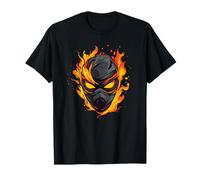 Máscara ardiente fresca con llamas y disfraz de fuego Camiseta