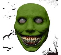 Máscara aterradora - Látex de demonio sonriente transpirable | Máscara realista de Halloween para adultos | Accesorios de disfraz de terror zombi para fiestas de cosplay, casa embrujada, noche de