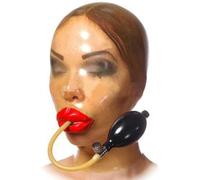 Máscara Bdsm Máscara de asfixia transparente Máscara de látex con válvula inflable - Máscara SM para mujeres y hombres - Máscara de cabeza para bondage y juguetes sexuales para parejas(L)