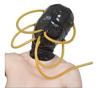 Máscara bondage de látex con tubos para respirar - Máscara anatómica de goma para controlar la respiración, fetichismo y juegos de rol - Unisex - Perfecta para carnaval, disfraces y adultos