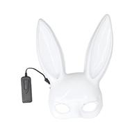 Máscara Brillante de Conejo, Máscara de Mascarada de Conejo Ligera, Control de una Tecla de Plástico para Halloween(con luz azul transparente)