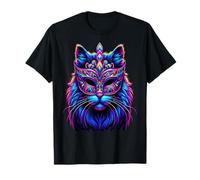 Máscara Carnaval Gato Cyberpunk Mardi Gras Camiseta