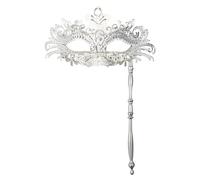 Mascara Carnaval Venecia,DiversióN De Molde De Metal Retro Incrustado con NiñOs Conjunto De Media De Metal De Mano Conjunto ExtraíBle (Black, One Size)