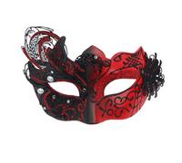 Mascara Carnaval Venecia,Elegante Disfraz De Fiesta con Media Cara Cubierta De Ojos Y Cristales Brillantes. (Red, One Size)