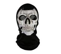 Máscara completa de calavera fantasma negra - Disfraz de esqueleto para cosplay | para deportes al aire libre y Halloween (f)