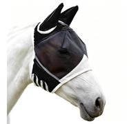 Máscara contra Moscas de Caballo - Escudo equino de Malla, Orejas con Correa elástica | Accesorio Transpirable para Defensa contra el Resplandor Solar | Casco con Espacio Libre para visión