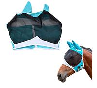 Máscara contra Moscas de Caballo, máscaras contra Moscas de Malla Fina Transpirable, Protector de Cubierta de Velo Repelente elástico Ajustable con Orejas para Caballo (Talla S (71 * 112 * 35cm))