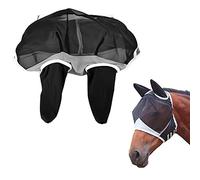 Máscara contra Moscas de Caballo, máscaras contra Moscas de Malla Fina Transpirable, Protector de Cubierta de Velo Repelente elástico Ajustable con Orejas para Caballo (Talla S (71 * 112 * 35cm))