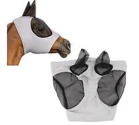 Máscara contra Moscas equinas de Malla, máscara Protectora para los oídos equina elástica y Transpirable, Equipo Ecuestre para Montar, no Solo para Caballos Adultos y de Patas (Grau)