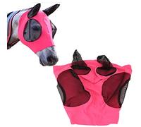 Máscara contra Moscas equinas de Malla, máscara Protectora para los oídos equina elástica y Transpirable, Equipo Ecuestre para Montar, no Solo para Caballos Adultos y de Patas (Rosenrot)