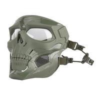 Máscara de Airsoft con Diseño de Calavera y Gafas Protectoras Táctica de Cobertura Total Ajustable, Ideal para Paintball Cosplay y Actividades Al Aire Libre(Green)
