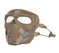 Máscara de Airsoft con Diseño de Calavera y Gafas Protectoras Táctica de Cobertura Total Ajustable, Ideal para Paintball Cosplay y Actividades Al Aire Libre(Brown)