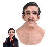 Máscara de anciano de Halloween - Máscara realista de ciudadano mayor, cubierta de goma flexible, pieza de transformación vintage para abuelo, traje de broma de rendimiento en escenario para atracción