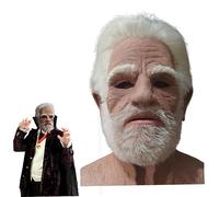 Máscara de anciano para Halloween Máscara facial realista Látex transpirable Cara antiarrugas Cabello blanco y barba Máscara de Halloween de anciano para accesorios de Halloween Máscaras de fiest