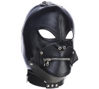 Máscara de Bondage |, Máscara de Gimps Wicked Demon Cuero de PU con Forro de Felpa Corbata Trasera Ajustable, Boca con Cremallera Desmontable para Fiesta de Halloween Máscaras con Capucha del Diablo