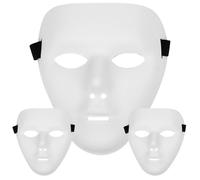 Máscara de bricolaje, 3 piezas Máscara de Halloween Cara completa 7.7x6.5 en blanco para hombres DIY Mascarada en blanco Llanura para disfraces novedosos, Proyectos artísticos de cosplay, Teatro