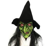 Máscara de Bruja de Anciana, Máscara de Disfraz de Halloween con Pelo Y Sombrero, Accesorio de Cosplay de Fiesta de Miedo Espeluznante, Máscara de Disfraz de Bruja Vieja para Decoraciones de(#1)