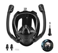 Máscara de Buceo, Máscara de Buceo de Complet, Máscara de Natación de Buceo, 180°Panorámica Máscara de Snorkel de Cara, Anti-Vaho Anti-Fuga, Easy Breathe para Adultos,Jóvenes,Niños - Negro (L/XL)