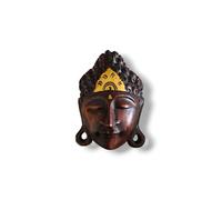 Máscara de Buda de madera natural con tacto dorado, exquisita artesanía de Bali para serenidad y elegancia, decoración de pared